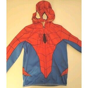 Boys Spiderman Graphic Hoodie Size 8 Marvel Zip Full Sweatshirt Red Blue Marvel